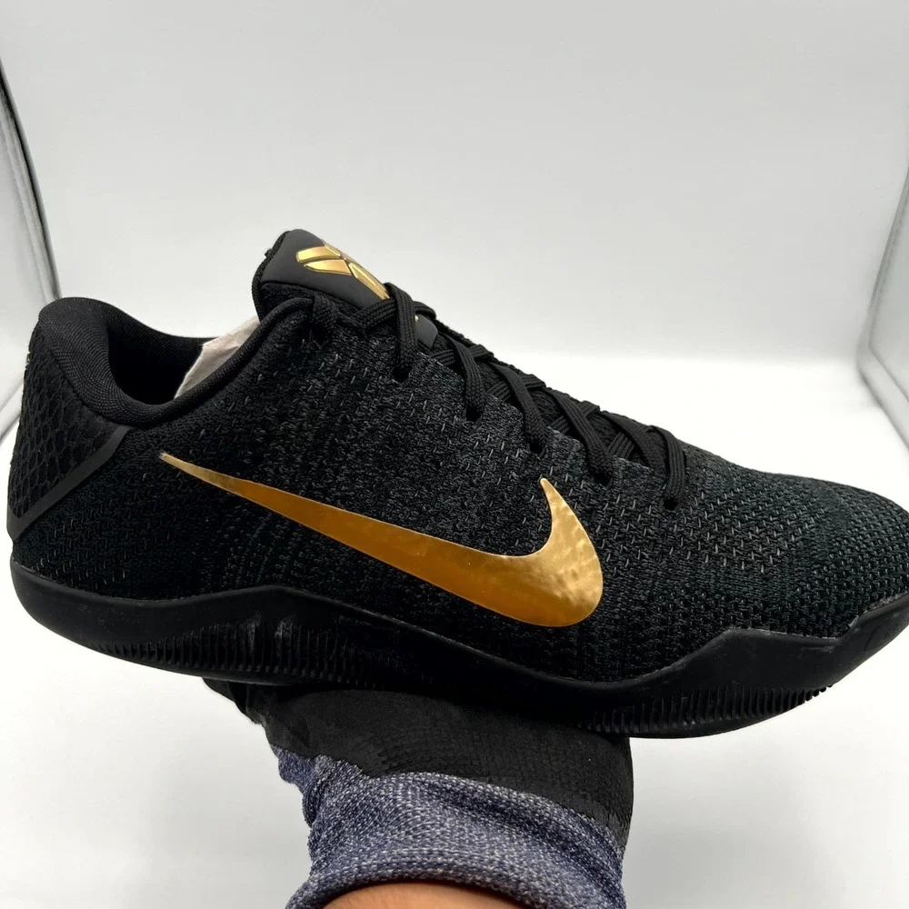 Nike Kobe 11 Elite Low 885003-994 Mens 9.5‎ Sneakers Cozy Gold Black Mamba Shoes